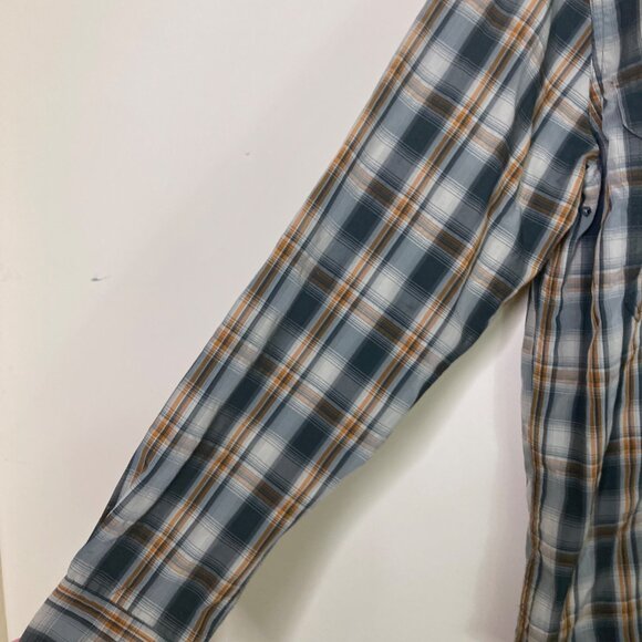 Filson Fishing Shirt Mens Small Twin Lakes Green Gold Plaid Lightweight Vented - Picture 7 of 11